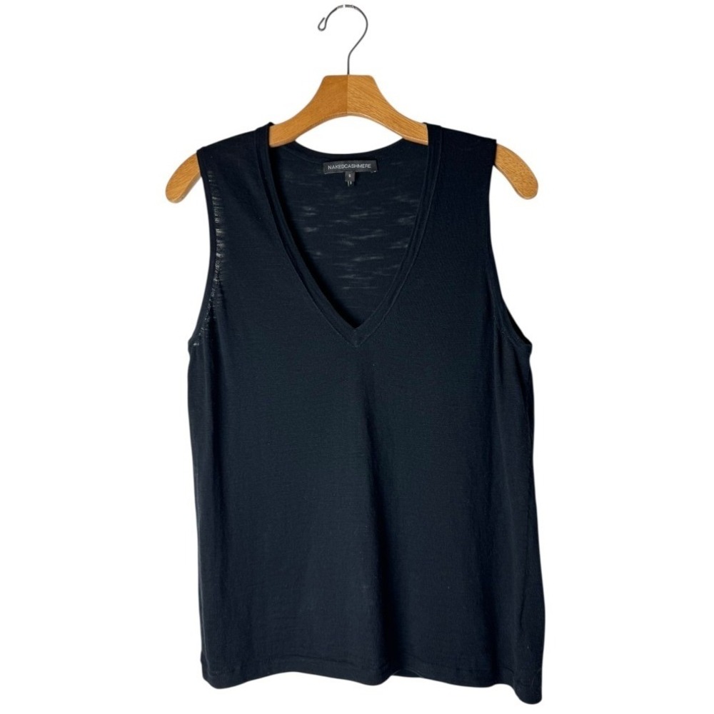 Naked Cashmere Tank Top Women Small Black Cotton V Neck Sleeveless Preppy Gothic